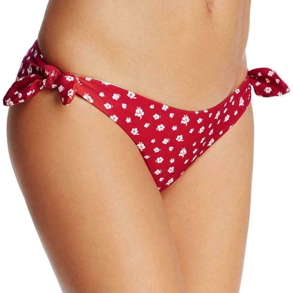 NEW MINKPINK Ditty The Hipster Red White Floral Tie Bikini Bottoms Mix Match